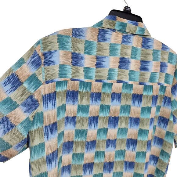 Donnkenny Blouse Size Large Blue Lightweight Shoulder Pads Summer - Picture 6 of 11